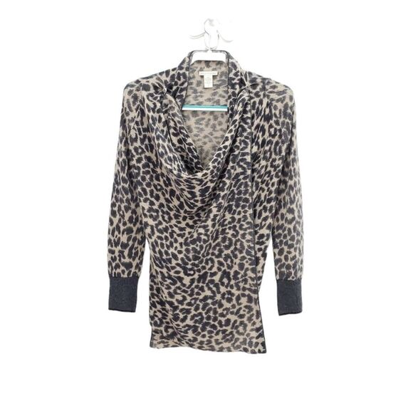 WHITE + Warren 100% Cashmere Cheetah Leopard Print Cardigan - Picture 1 of 11